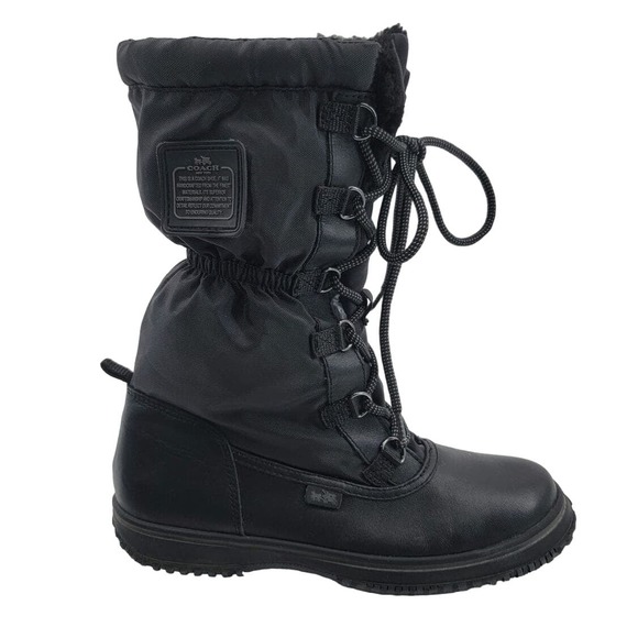 Coach Sage All Weather Leather Nylon Boots 6 Black 36 EUR - Picture 2 of 14